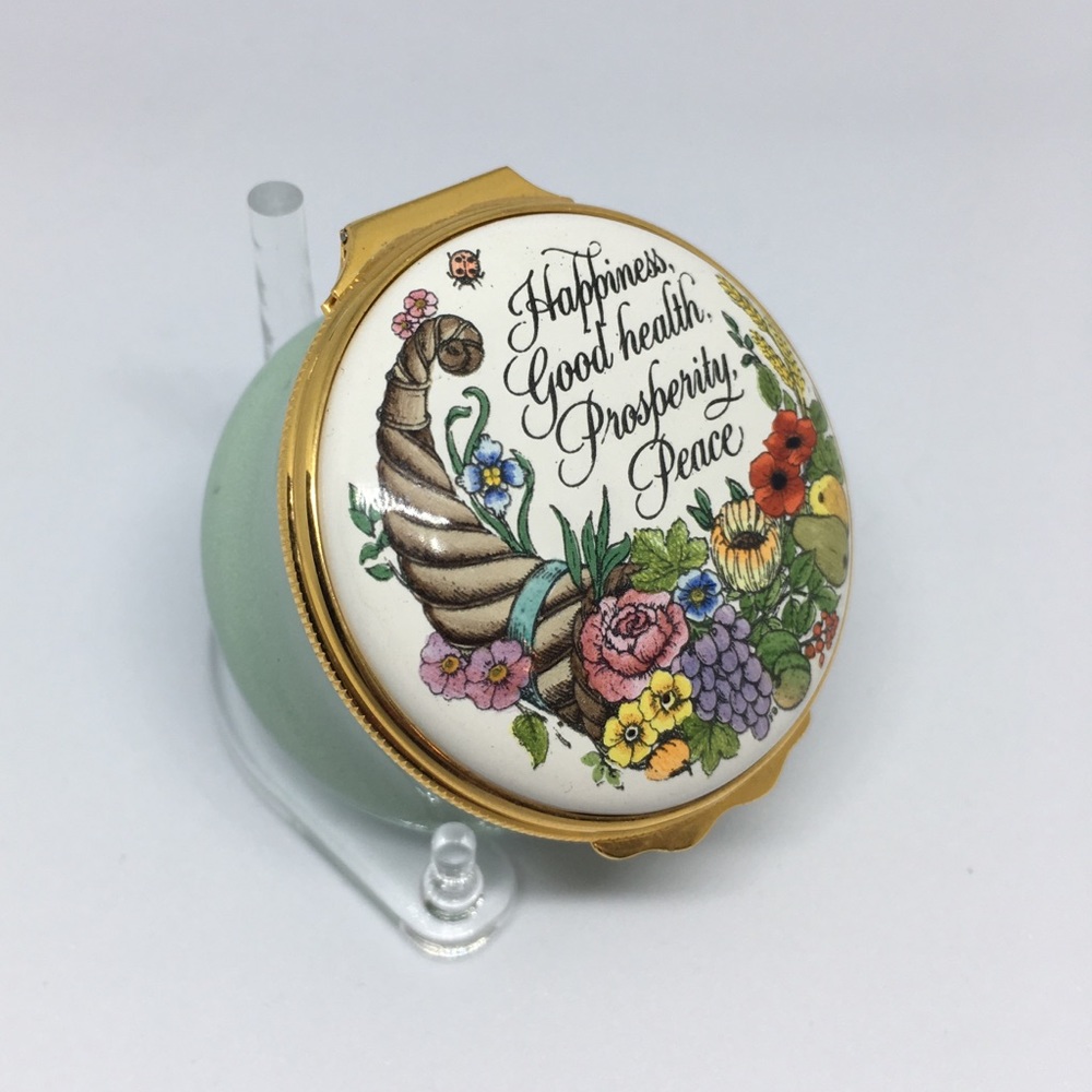 Halcyon Days Enamels Trinket Box, Happiness/Health